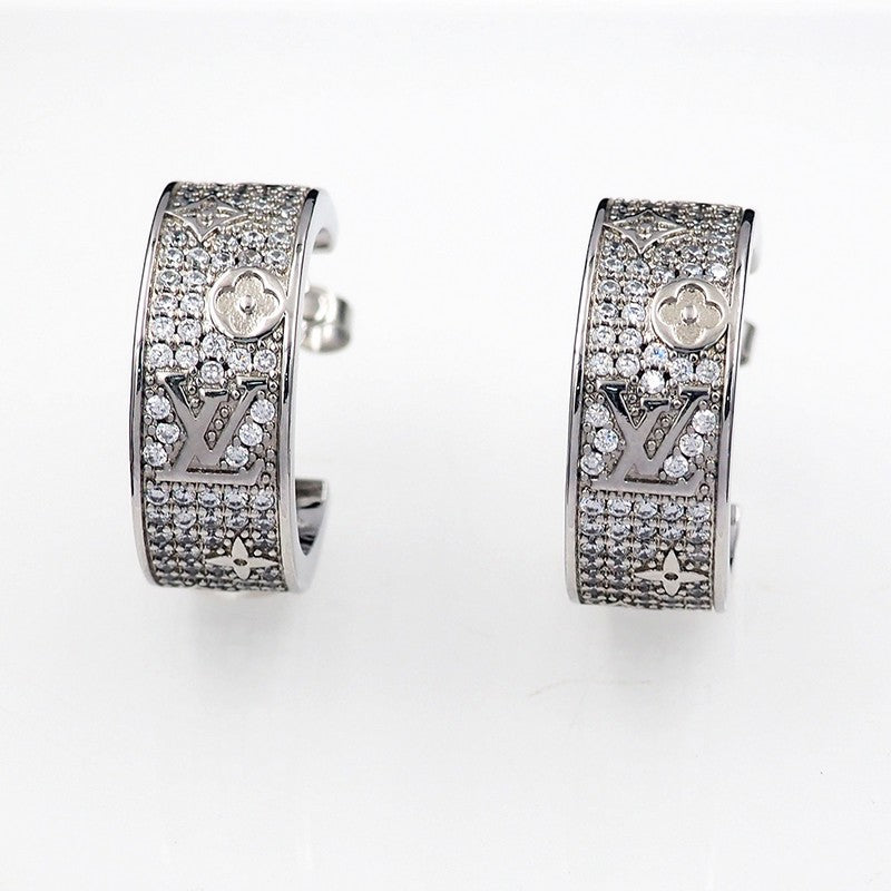 18K Louis Pave Diamond Hoop Earrings