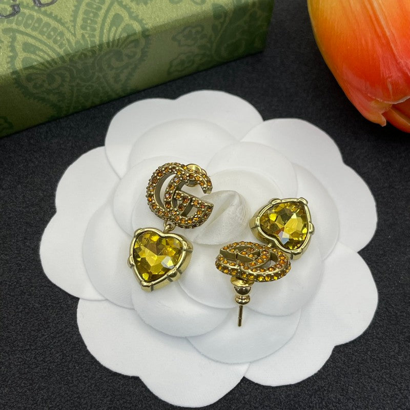 18K GG Yellow Crystal Earrings
