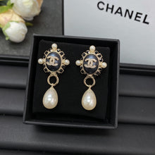 18K CC Pearl Pendant Earrings