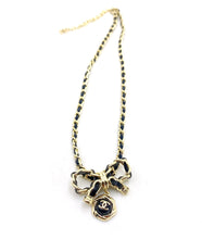 18K CC Rhinestone Bow Tie Necklace