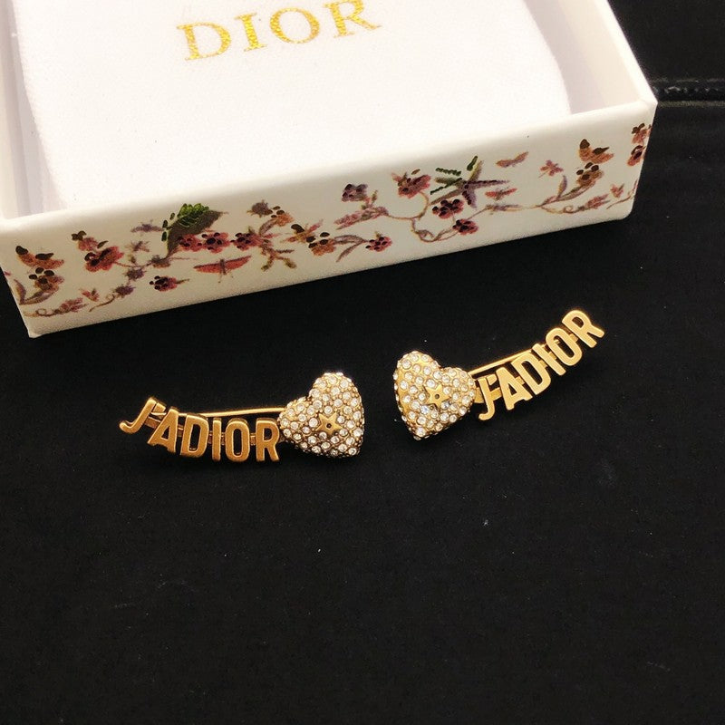 18K CD J'Adior Heart Diamond Earrings
