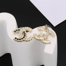 18K CC Crystal Leather Earrings