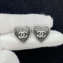 18K CC Heart Gold Earrings