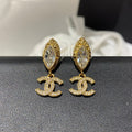 18K CC Diamond Gold Pendant Earrings
