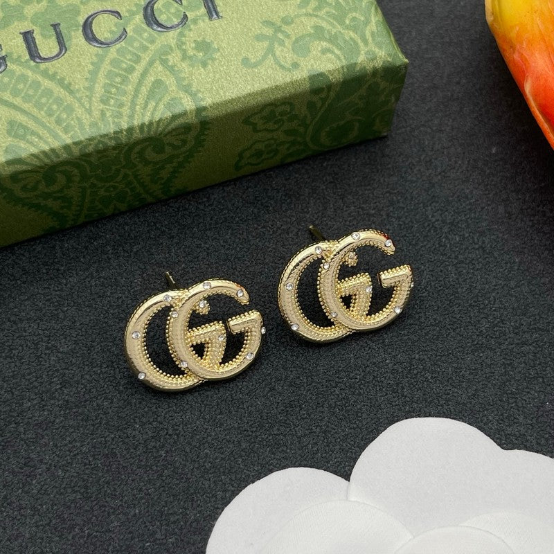 18K GG Pave Diamond Gold Earrings