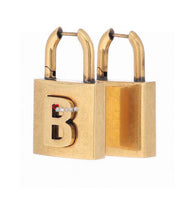 18K BB Gold Small Lock Earrings