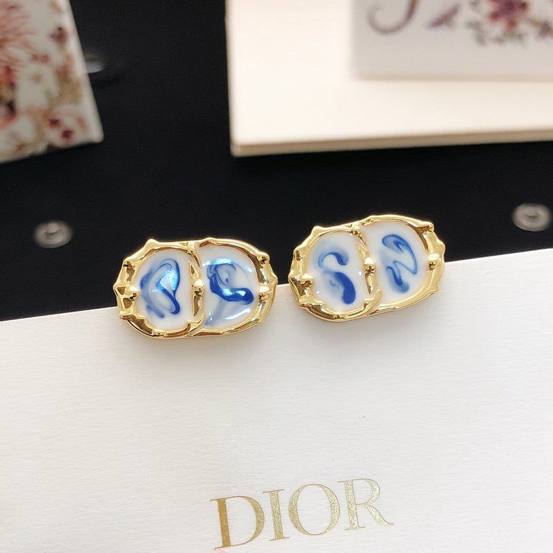 18K CD Sky Blue Gold Earrings