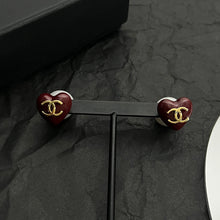 18K CHANEL CC Red Heart Earrings