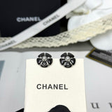 18K CC 26C Black Camellia Pearl Earrings