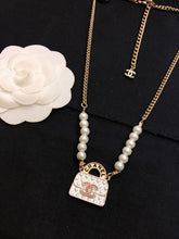 18K CC Pearls Bag Pendant Necklace