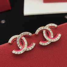 18K CHANEL CC Pink Resin Crystals Earrings