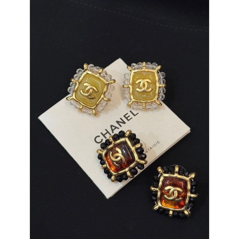 18K CC Red & Yellow Earrings