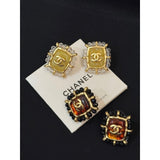 18K CC Red & Yellow Earrings