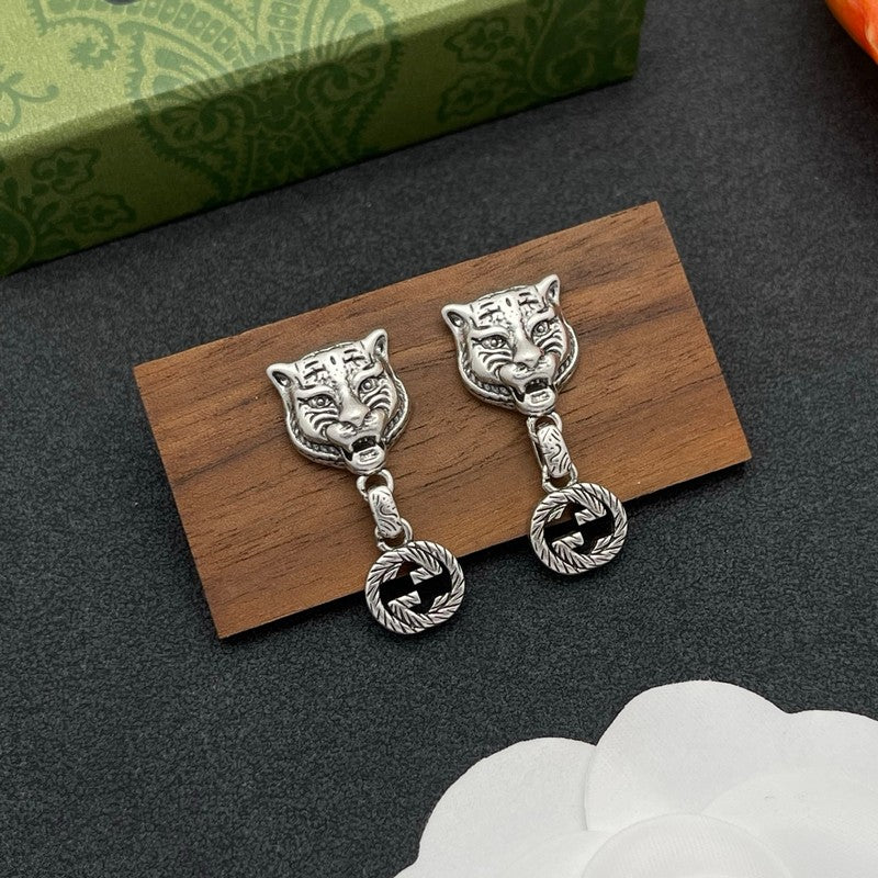 18K GG Tiger Drop Earrings