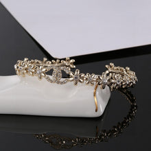 18K CC Crystal Flower Open Cuff Bracelet