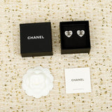 18K CC Diamond Heart Gold Earrings