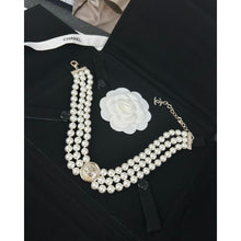 18K CC Choker Pearl Chain Necklace