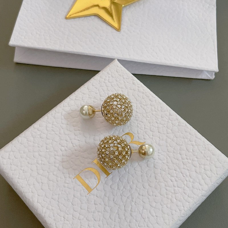 18K CD Tribales Diamond Ball Earrings