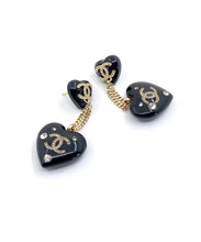 18K CC Heart Pendant Earrings