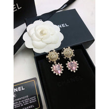 18K CC Heart Pink Crystal Earrings