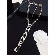 18K CC 22S Big White Logo Necklace