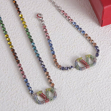 18K Vlogo Multi-Color Crystals Necklace
