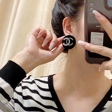 18K CC Black Earrings