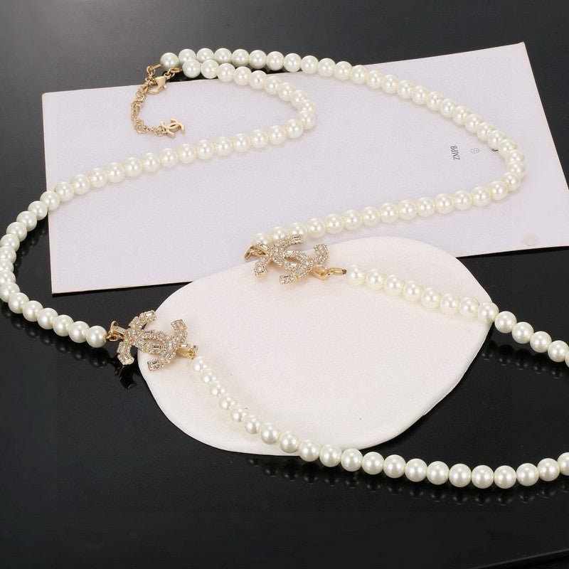 18K CC 26C Long Pearl Necklace