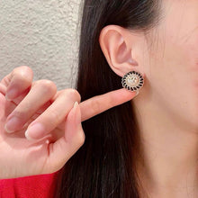 18K CC Black Earrings