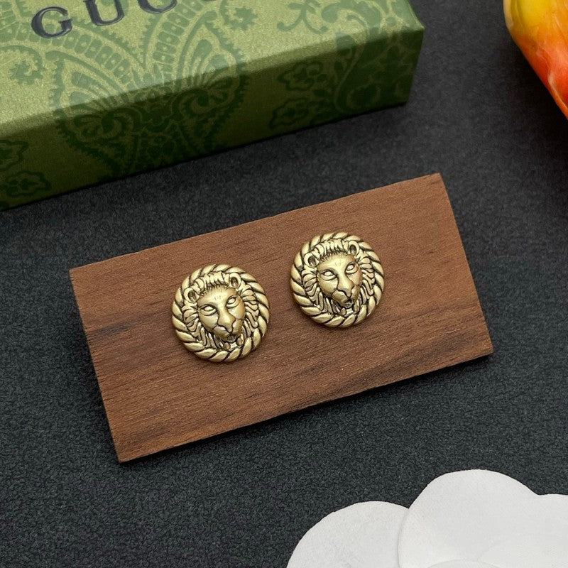 18K GG Lion Earrings