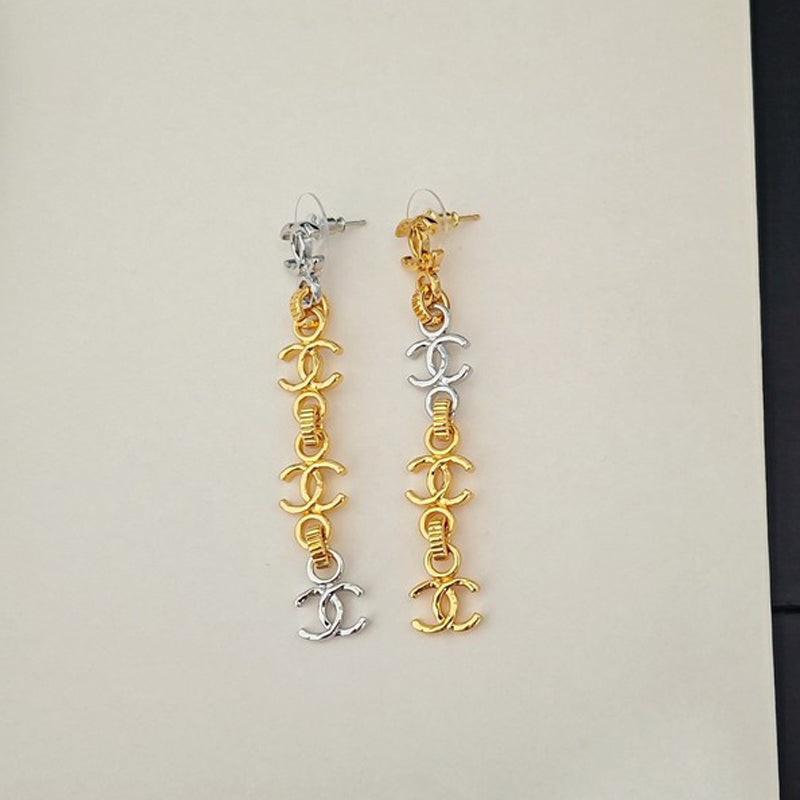 18K CC Gold Long Earrings