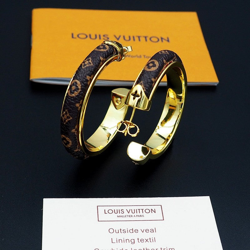 18K Louis Monogram Hoop Earrings