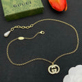 18K GG Gold Pearl Drop Necklace