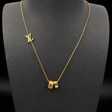 18K Louis Damier Rings Pendant Necklace
