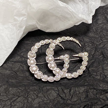 18K Double G Crystal Brooch