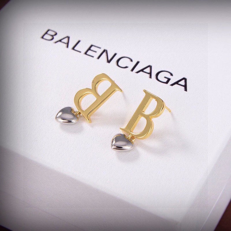 18K BB Heart Drop Earrings