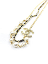 18K CC Pearls & Leather Necklace