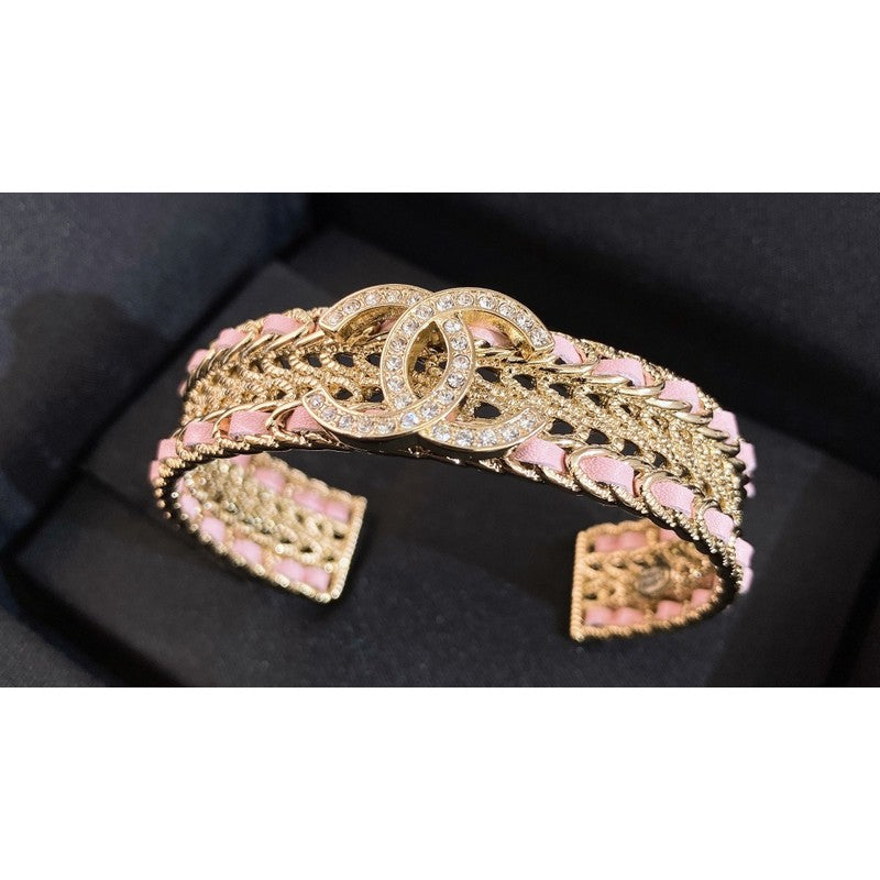 18K CC Pink Strass Cuff Bracelet