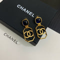 18K CC Black & White Pearl Gold Earrings