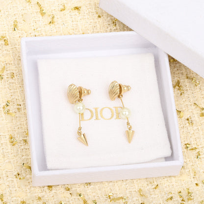 18K CD Pearl Pendant Earrings