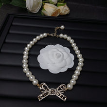 18K CC Bow Pearl Necklace