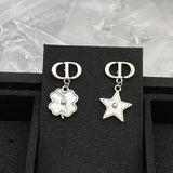 18K CD Flower & Star Gold Earrings