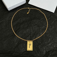 18K CD Oblique Plate Pendant Necklace