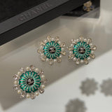 18K CC 26C Crystal Green Earrings