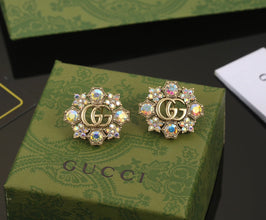 18K Double G Blue Flowers Earrings