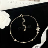 18K CC 25B Heart Crystal Pearl Necklace