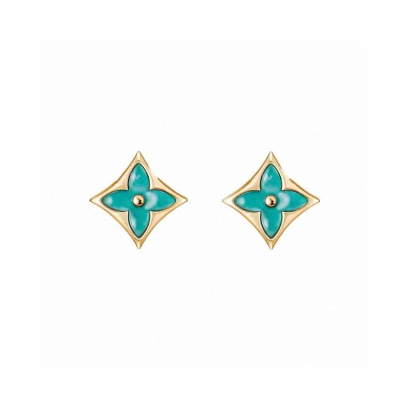 18K Louis Blue Color Blossom BB Star Earrings
