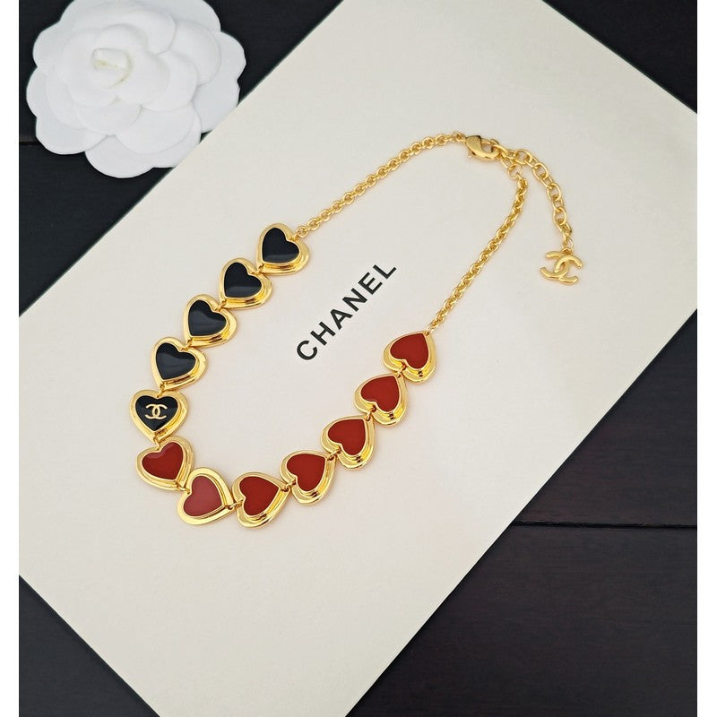18K CC Black & Red Gold Chain Necklace