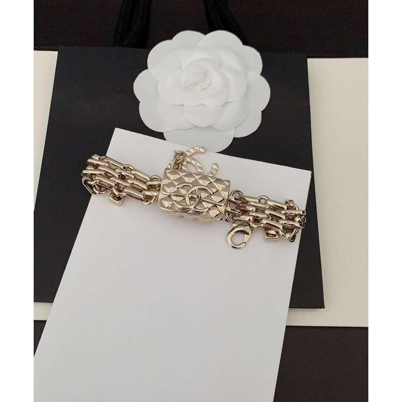 18K CC Bag Gold Chain Bracelet