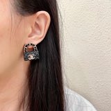 18K CC Color Bag Gold Earrings